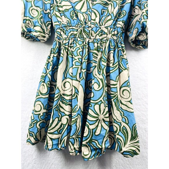 Sincerely Jules Floral Mini Flare Dress Small Blue Green Floral Mini Dress Small - Picture 4 of 15